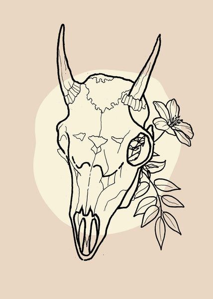 tattoo commission ticket goat skull illustration