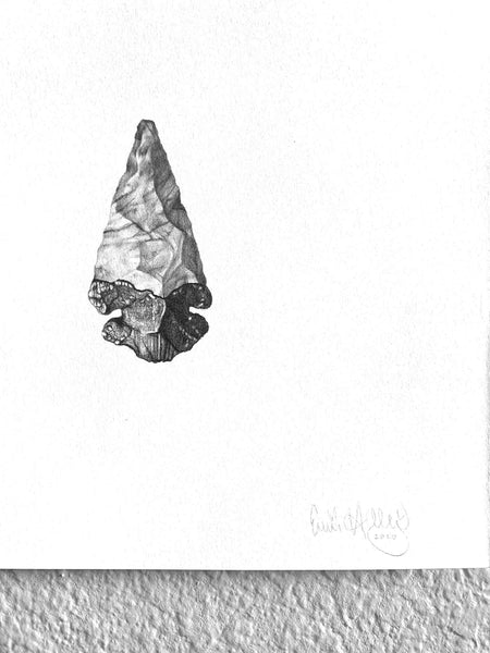 graphite pencil drawing of an arrowhead